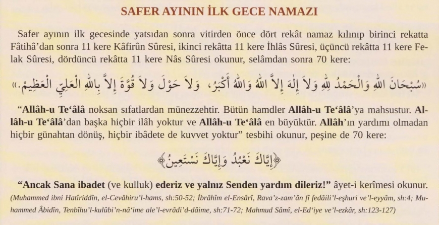 Safer Ayının İlk Gecesi Namazı